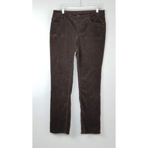 St. John's Bay Corduroy Pants Womens SZ 12 Straight Leg Boho Solid Brown Stretch